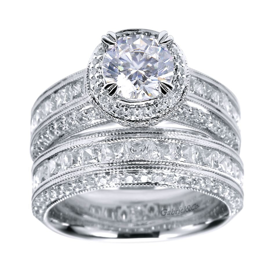 Ladies' Triple Pave 14k White Gold Diamond Engagement Ring by Gabriel and Co