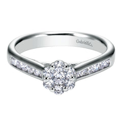 Ladies' Cluster 14k White Gold Diamond Engagement Ring by bridal jewelry designer Gabriel and Co