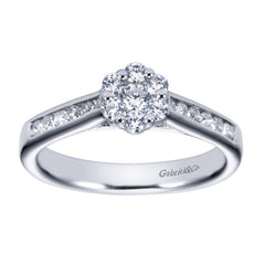 Ladies' Cluster 14k White Gold Diamond Engagement Ring by bridal jewelry designer Gabriel and Co