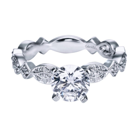 Ladies' Romantic 14k White Gold Diamond Engagement Mounting by Gabriel and Co