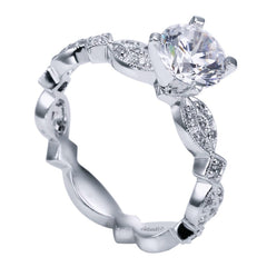 Ladies' Romantic 14k White Gold Diamond Engagement Mounting by Gabriel and Co