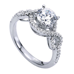 Ladies' Infinity Halo 14k White Gold Diamond Engagement Mounting by jewelry designer Gabriel and Co
