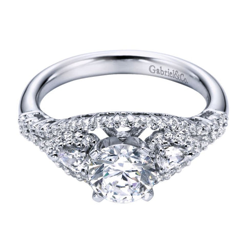 Ladies' Vintage Inspired 14k White Gold Diamond Engagement Ring by Gabriel