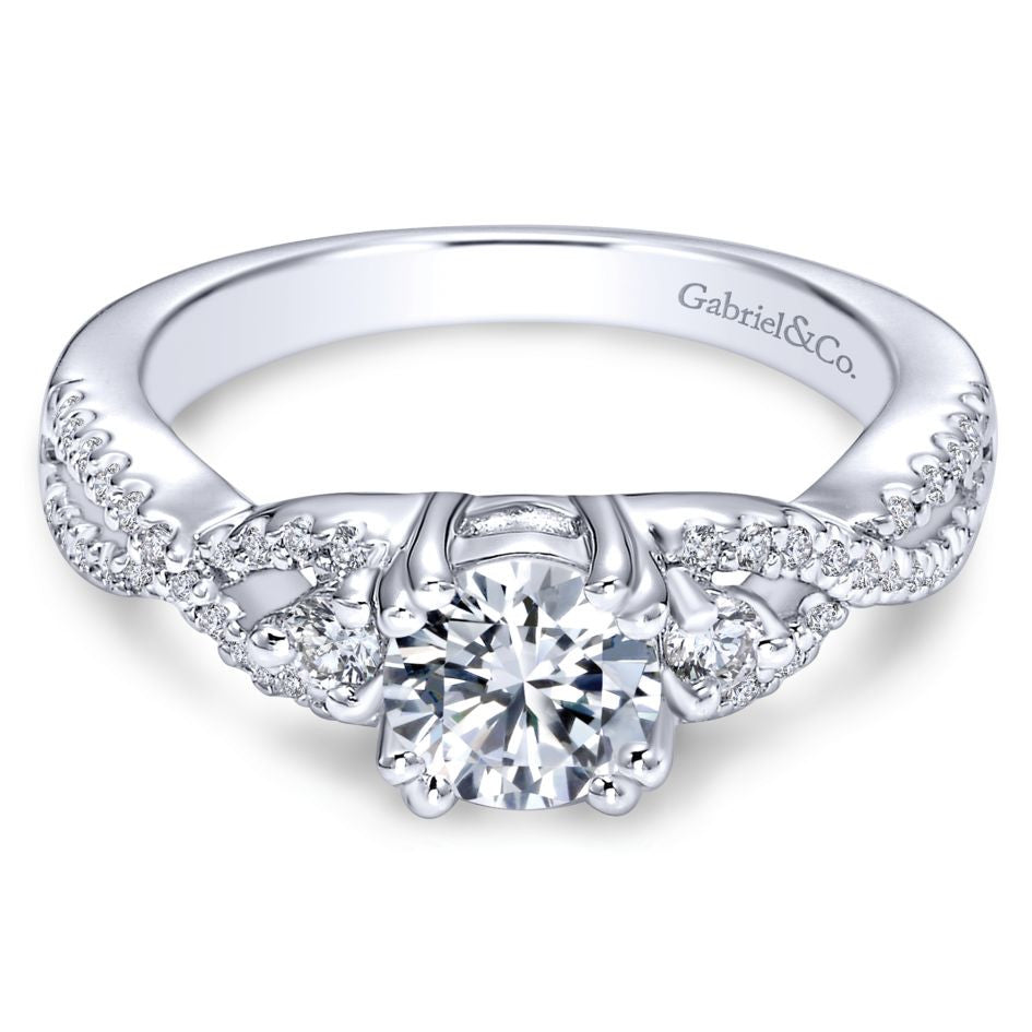 Ladies' Weave 14k White Gold Diamond Engagement Ring by Bridal Jewelry Designer Gabriel and Co