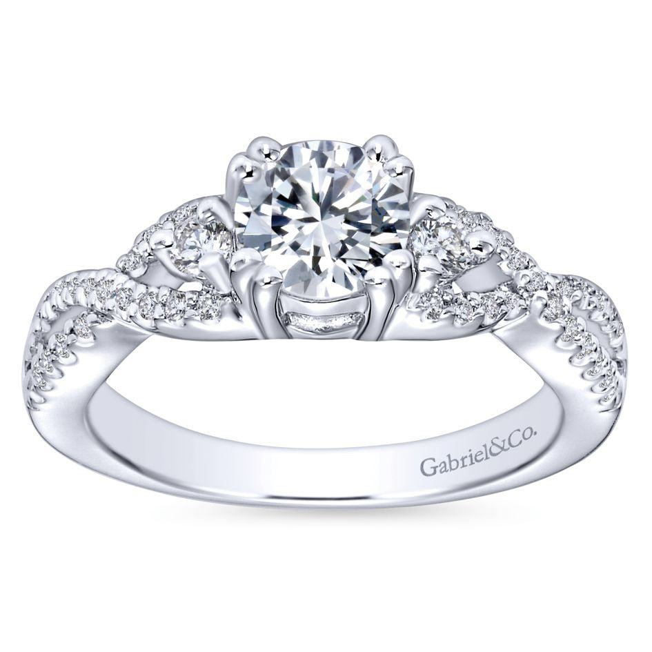 Ladies' Weave 14k White Gold Diamond Engagement Ring by Bridal Jewelry Designer Gabriel and Co