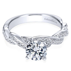 Ladies' Weave 14k White Gold Diamond Engagement Mounting by Jewelry Designer Gabriel and Co