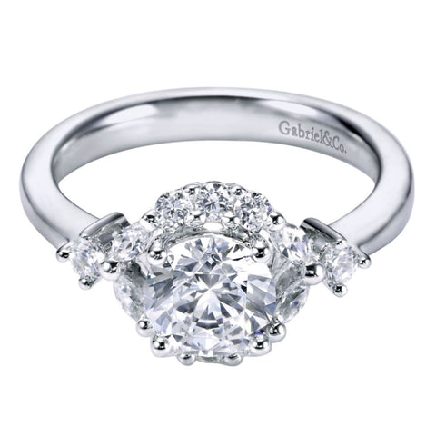 Ladies' Halo 14k White Gold Diamond Engagement Ring by bridal jewelry designer Gabriel and Co