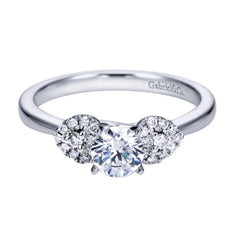 Ladies' Pave Petals 14k White Gold Diamond Engagement Ring by Bridal Jewelry Designer Gabriel and Co