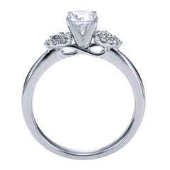 Ladies' Pave Petals 14k White Gold Diamond Engagement Ring by Bridal Jewelry Designer Gabriel and Co
