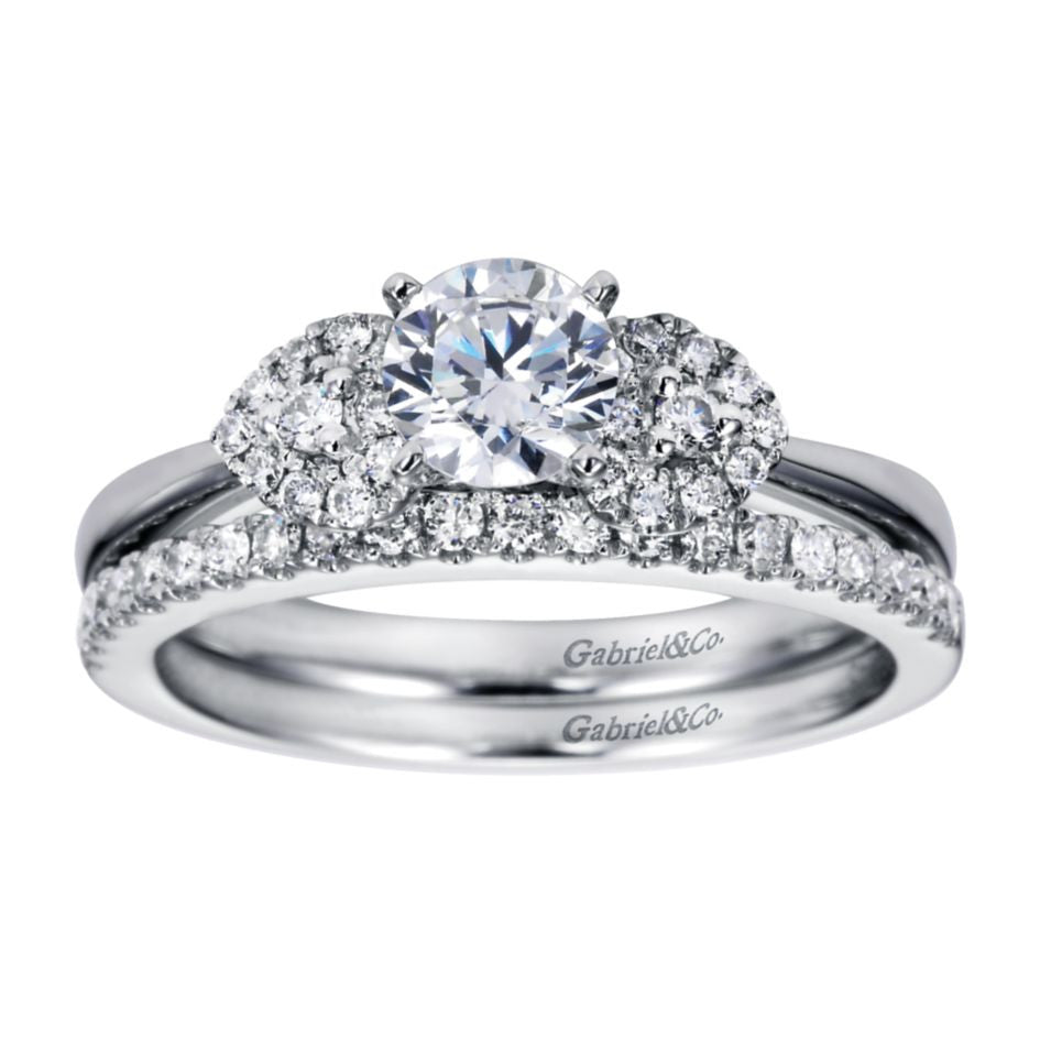 Ladies' Pave Petals 14k White Gold Diamond Engagement Ring by Bridal Jewelry Designer Gabriel and Co
