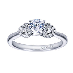Ladies' Pave Petals 14k White Gold Diamond Engagement Ring by Bridal Jewelry Designer Gabriel and Co