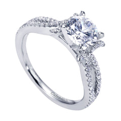 Ladies' Split Shank 14k White Gold Diamond Engagement Ring by Bridal Jewelry Designer Gabriel and Co