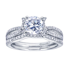 Ladies' Split Shank 14k White Gold Diamond Engagement Ring by Bridal Jewelry Designer Gabriel and Co