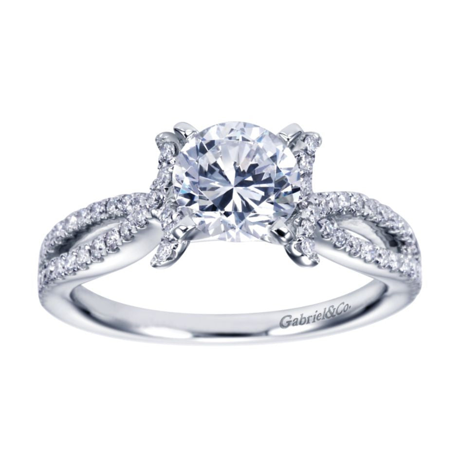 Ladies' Split Shank 14k White Gold Diamond Engagement Ring by Bridal Jewelry Designer Gabriel and Co