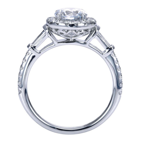 Ladies' Baguette and Pave 14k White Gold Diamond Engagement Ring