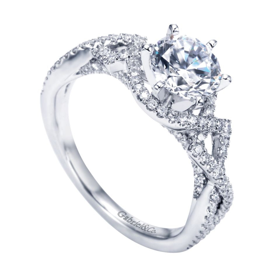 Ladies' Criss Cross 14k White Gold Diamond Engagement Ring