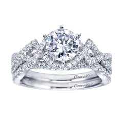 Ladies' Criss Cross 14k White Gold Diamond Engagement Ring