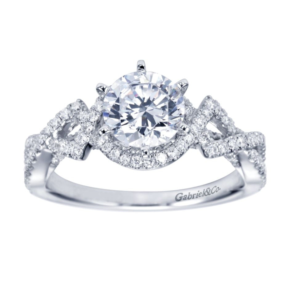 Ladies' Criss Cross 14k White Gold Diamond Engagement Ring