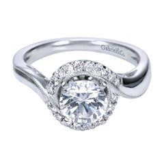 Ladies' Bypass 14k White Gold Pave Diamond Engagement Ring