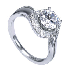 Ladies' Bypass 14k White Gold Pave Diamond Engagement Ring