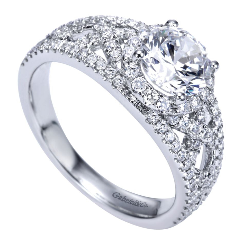 Pave Lace White Gold Diamond Engagement Mounting