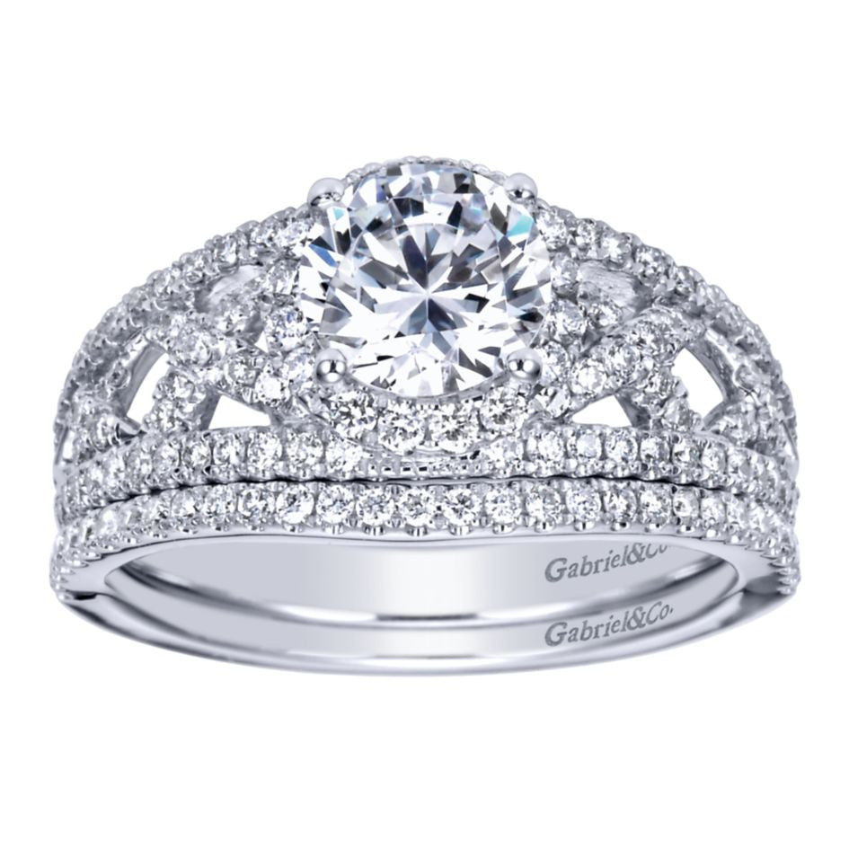 Pave Lace White Gold Diamond Engagement Mounting