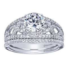 Pave Lace White Gold Diamond Engagement Mounting