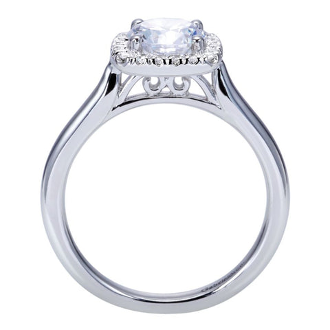 Ladies' Cushion Halo 14k White Gold Diamond Engagement Mounting by Bridal Jewelry Designer Gabriel and Co