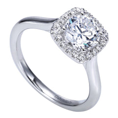 Ladies' Cushion Halo 14k White Gold Diamond Engagement Mounting by Bridal Jewelry Designer Gabriel and Co
