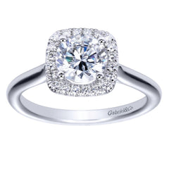Ladies' Cushion Halo 14k White Gold Diamond Engagement Mounting by Bridal Jewelry Designer Gabriel and Co