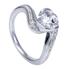 Ladies' Twisted 14k White Gold Diamond Engagement Ring
