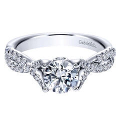 Ladies' Vintage Inspired 14k White Gold Diamond Engagement Ring by Gabriel