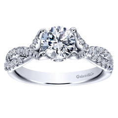 Ladies' Vintage Inspired 14k White Gold Diamond Engagement Ring by Gabriel