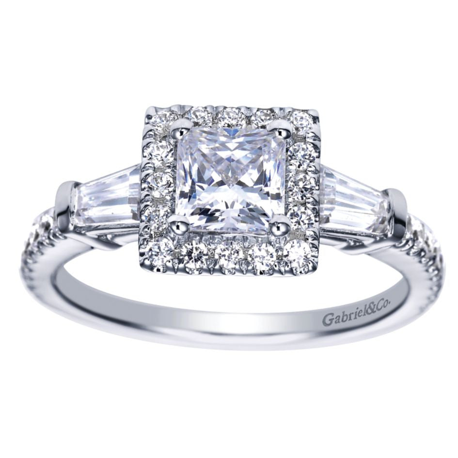 Ladies' Princess 14k White Gold Diamond Engagement Mounting