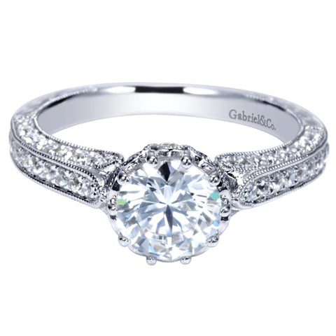 Ladies' Milgrain 14k White Gold Diamond Engagement Mounting
