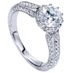 Ladies' Milgrain 14k White Gold Diamond Engagement Mounting