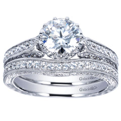Ladies' Milgrain 14k White Gold Diamond Engagement Mounting