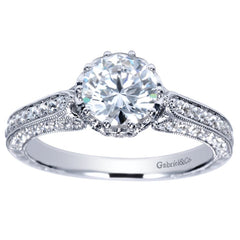 Ladies' Milgrain 14k White Gold Diamond Engagement Mounting