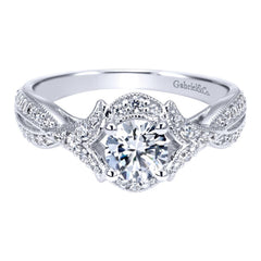 Ladies' Criss Crossed 14k White Gold Diamond Engagement Ring