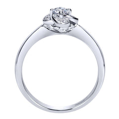 Ladies' Floral 14k White Gold Diamond Engagement Ring