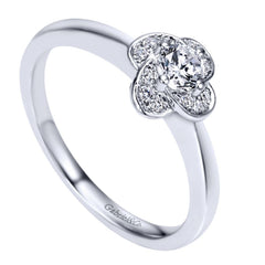 Ladies' Floral 14k White Gold Diamond Engagement Ring