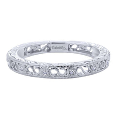 Ladies' Filigree 14k White Gold Diamond Band