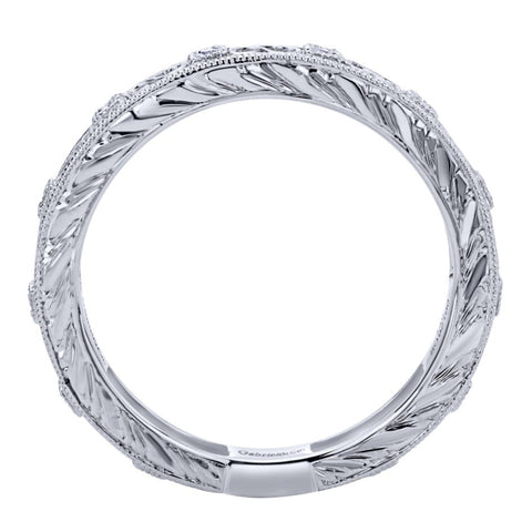 Ladies' Filigree 14k White Gold Diamond Band