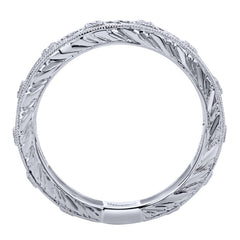 Ladies' Filigree 14k White Gold Diamond Band