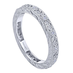 Ladies' Filigree 14k White Gold Diamond Band