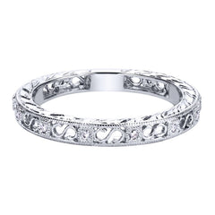 Ladies' Filigree 14k White Gold Diamond Band