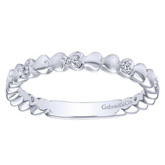 Ladies' Matt Scallops 14k White Gold Diamond Band