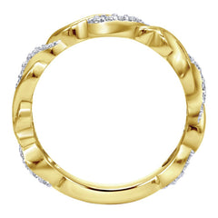 Ladies' Braided 14k Yellow Gold Diamond Pave Band