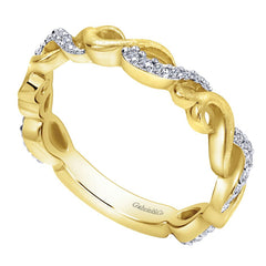 Ladies' Braided 14k Yellow Gold Diamond Pave Band