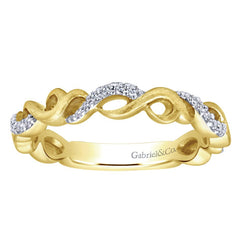 Ladies' Braided 14k Yellow Gold Diamond Pave Band